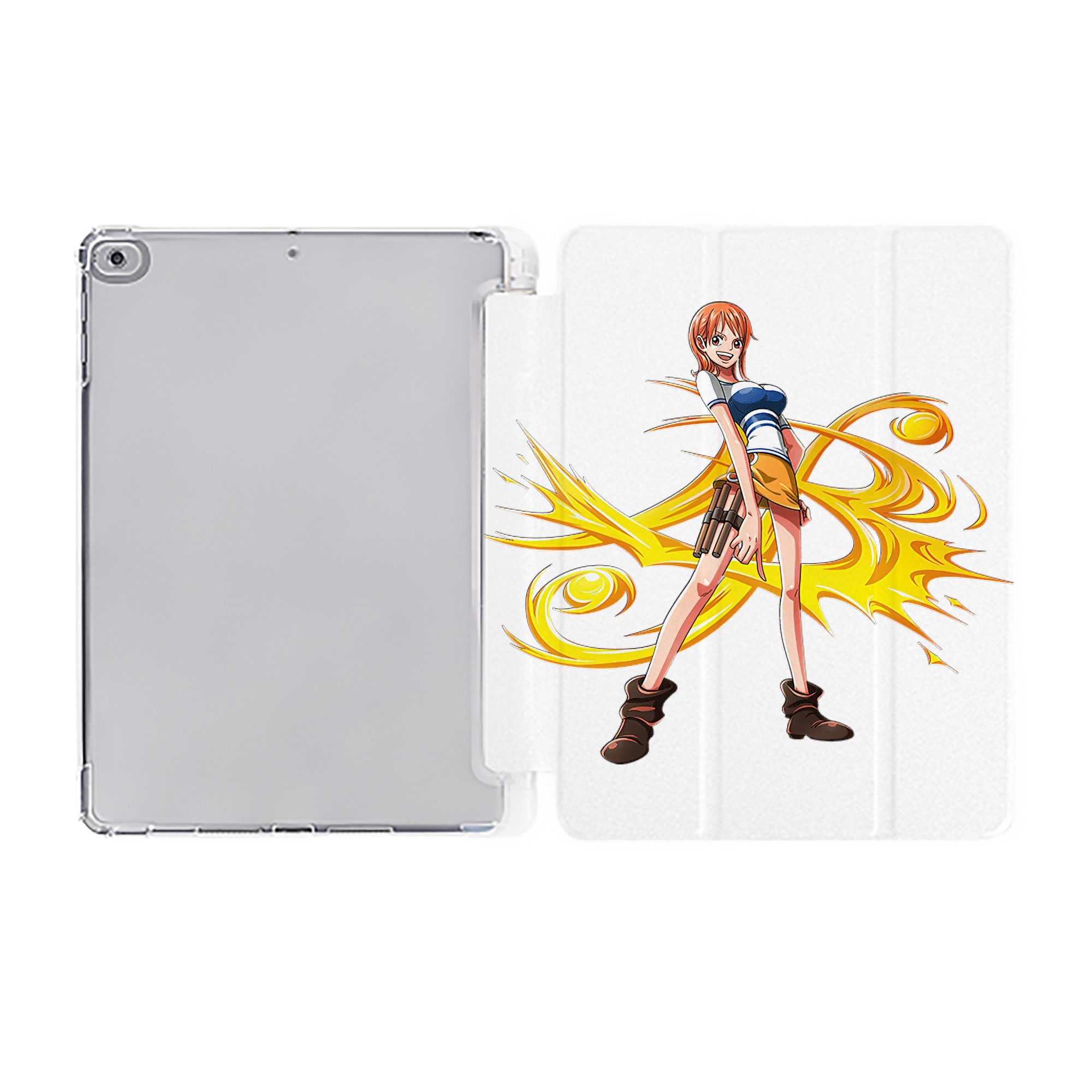 ワンピース ナミ ONE PIECE Nami IPad ケース ペン収納付き 三つ折りスタンド PUレザー×シリコン 対応機種9.5/10.5/10.9インチ